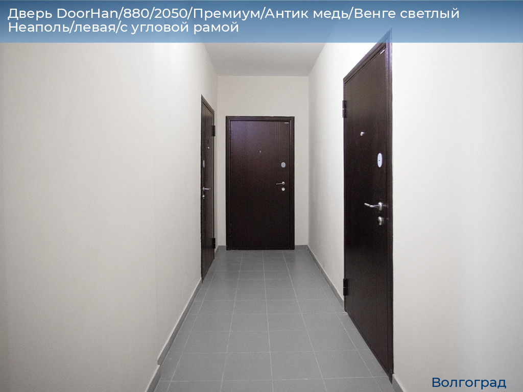 Дверь DoorHan/880/2050/Премиум/Антик медь/Венге светлый Неаполь/левая/с угловой рамой, volgograd.doorhan.ru